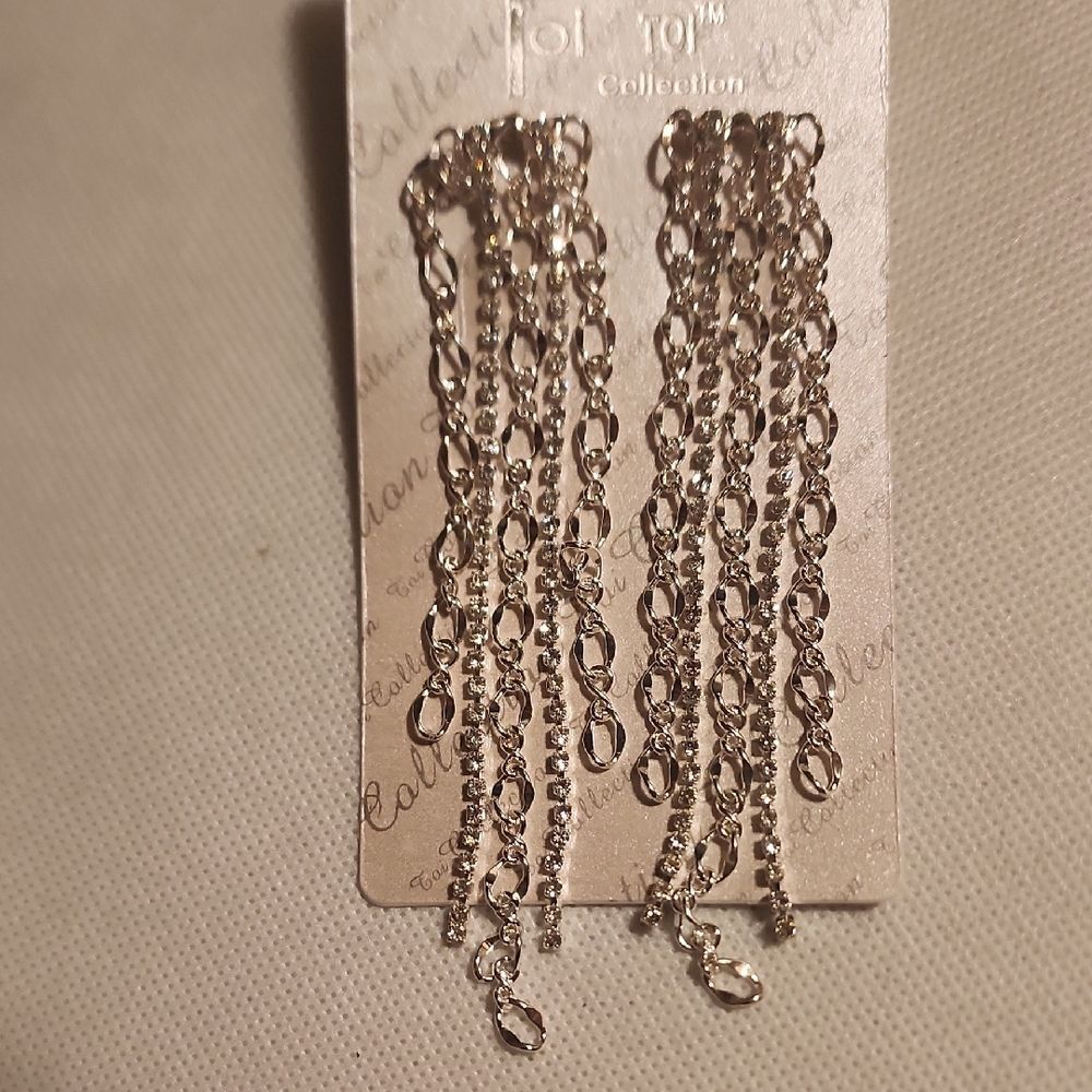 Elegant Silver Chain Dangle Earrings